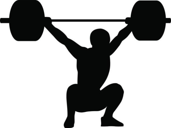 Силуэт спортсмена со штангой