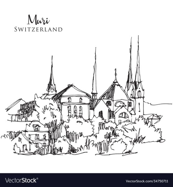 Черно белый эскиз Швейцарии