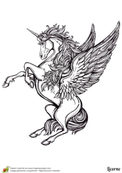 Единорог с крыльями тату