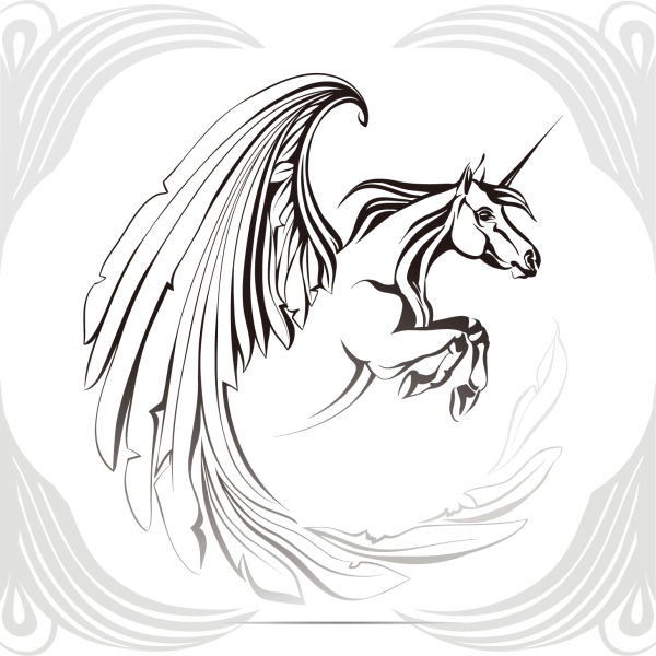 Единорог очертание тату