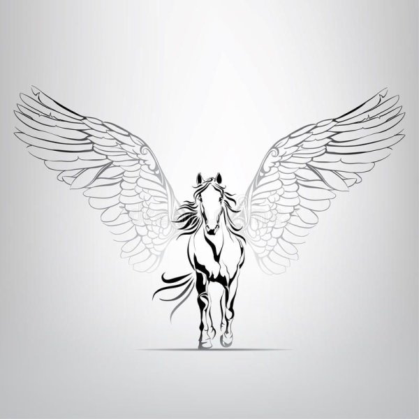 Тату конь с крыльями