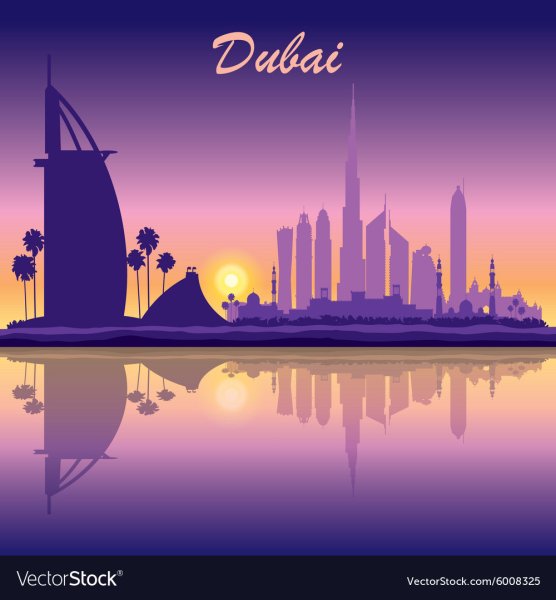 Силуэт достопримечательности Дубаи