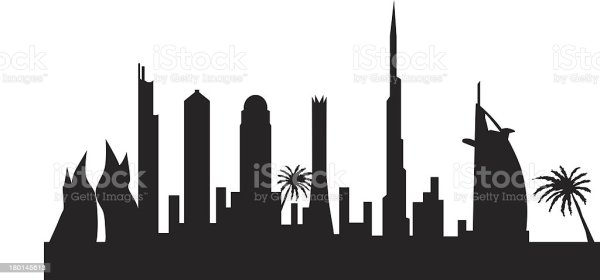 Силуэт города линией вектор Дубаи