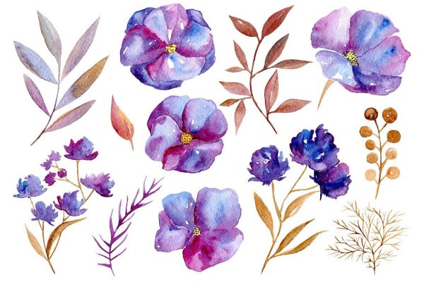 Мелкие Акварельные цветы