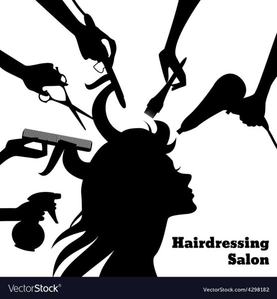 Ножницы парикмахера и силуэт девушки