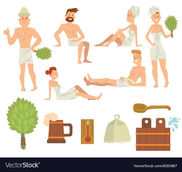 Человек с банным веником вектор