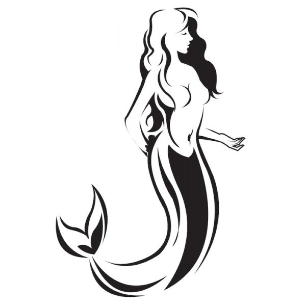 Русалка чёрно белая