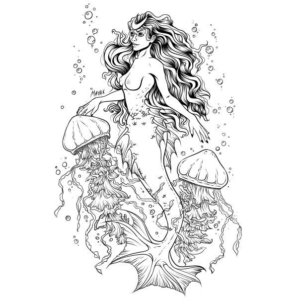 Русалка Графика эскиз