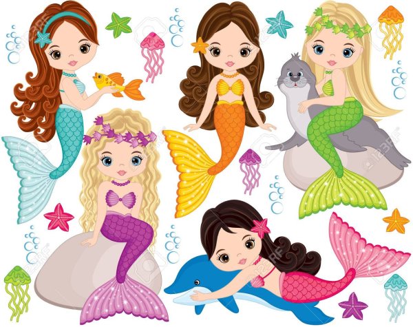 Вектор Русалка дети