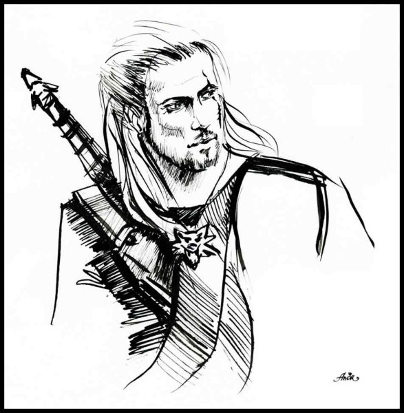 Медальон Геральта из Ривии рисованный