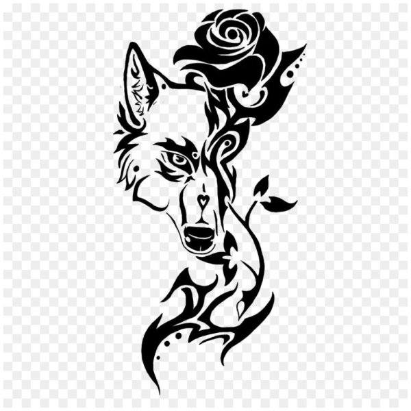 Тату волк на белом фоне
