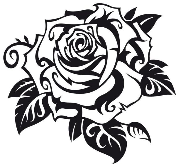 Трафарет тату роза