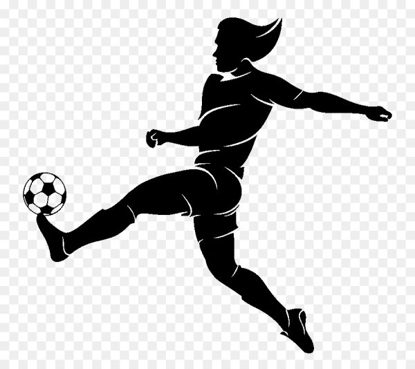 Девушка карандашом с футбольным мячом