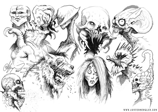 Жуткие монстры карандашом