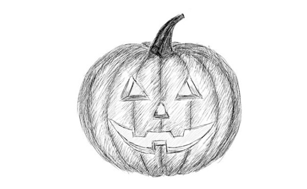 Рисунок тыквы на Хэллоуин для срисовки