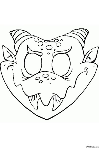 63 бесплатные раскраски Хэллоуинские маски для печати