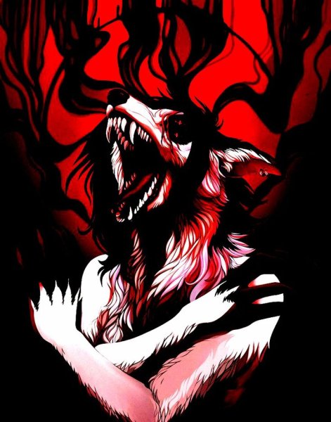 Черный пес с красными глазами