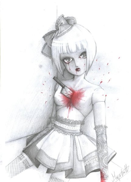 Кукла аниме карандашом
