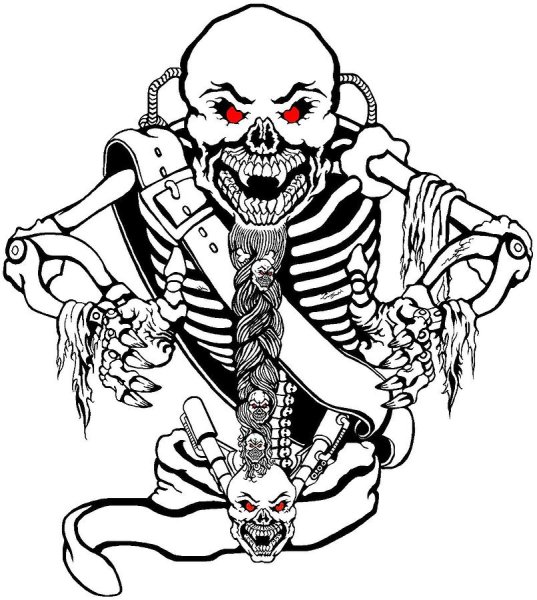 Раскраски скелеты страшные
