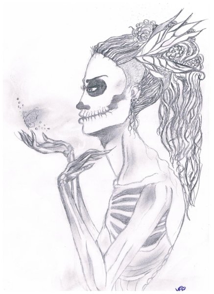 Страшный скелет на черном фоне