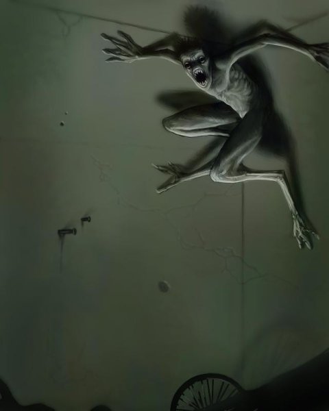 Страшное существо на потолке