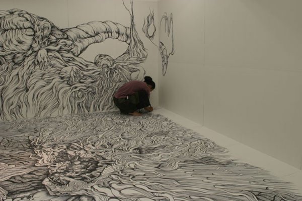 3д рисунки карандашом на стене