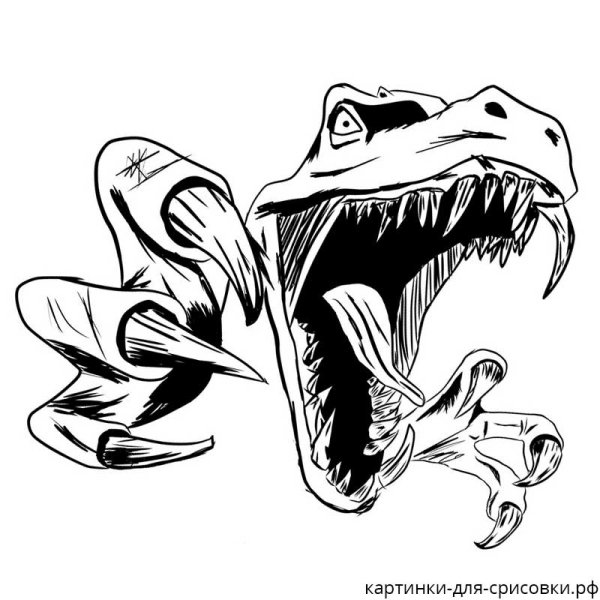 Срисовки злых динозавров