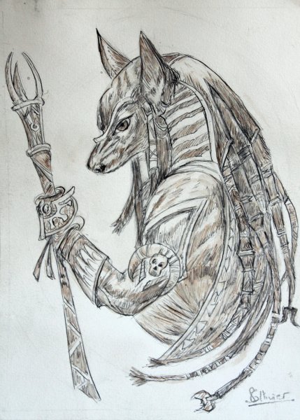 Анубис рисунок карандашом