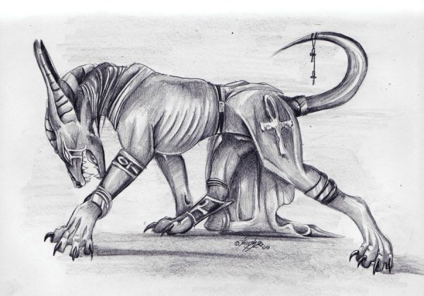 Египетские тату Анубис скетч