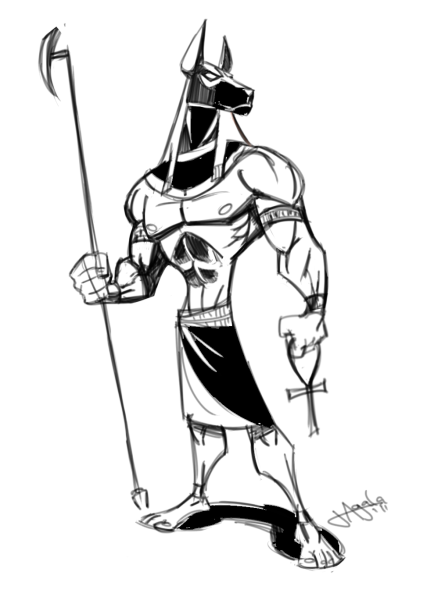 Анубис Бог Египта карандашом