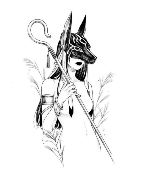 Сфинкс и Анубис тату