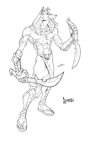 Голова Анубиса тату лёгкое