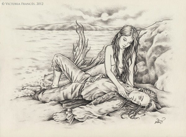 Русалка тату эскиз