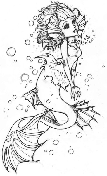 Русалка карандашом для срисовки