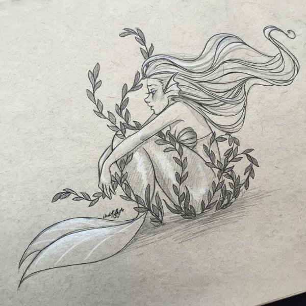 Злая Русалка карандашом