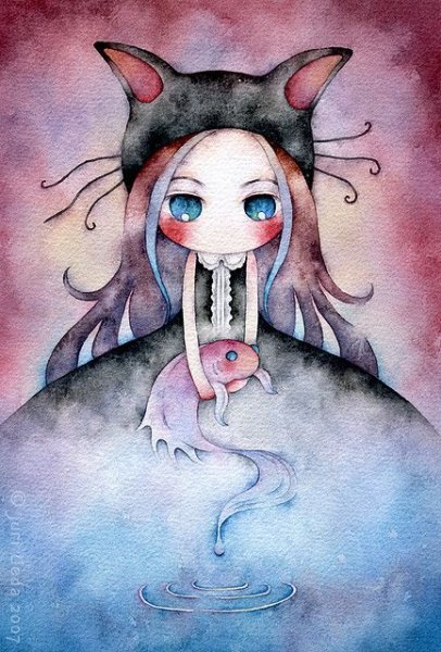 Рисунки акварелью аниме