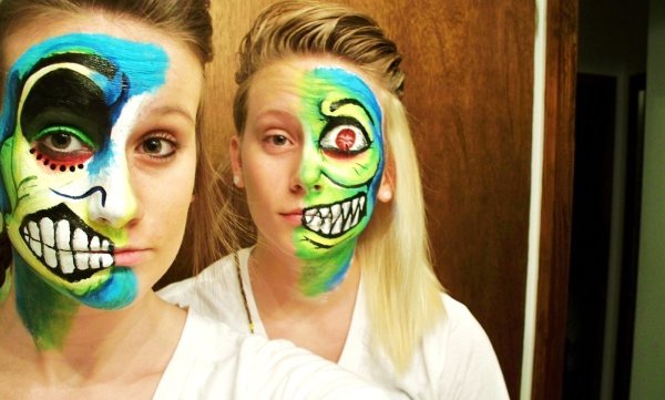 Страшный макияж на Хэллоуин клоун