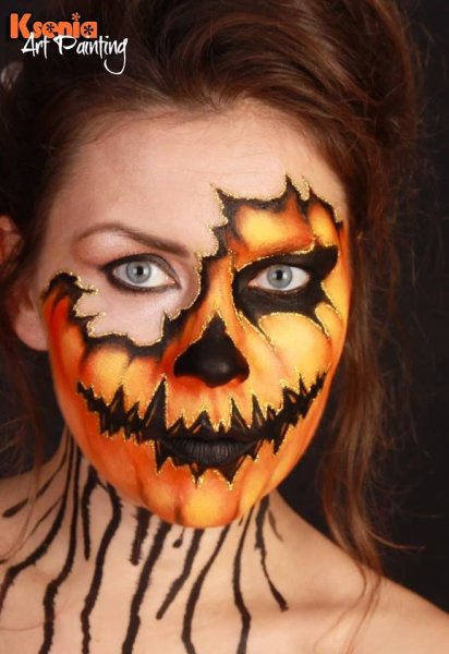 Макияж гуашью на лице