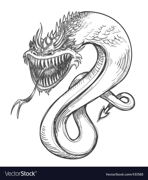 Дракон змея карандашом