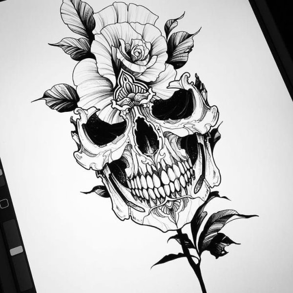 Череп с розой