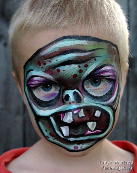 Лёгкий грим на лицо Хэллоуин