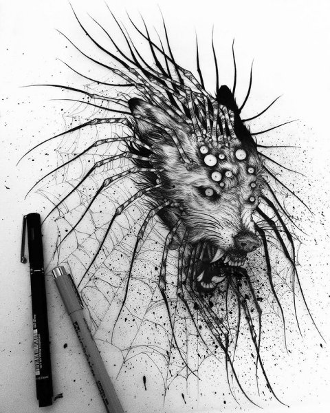 Жуткий черно белый арт