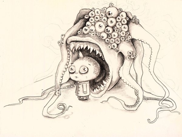 Осьминог страшный раскраска