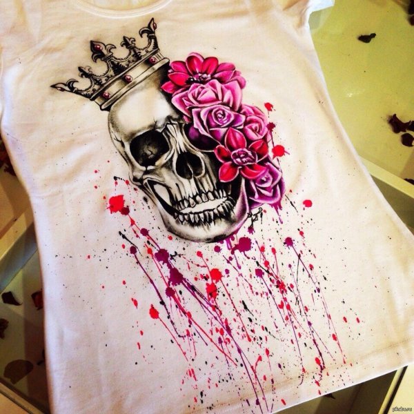Череп на одежде роспись
