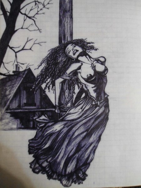 Черной гелевой ручкой