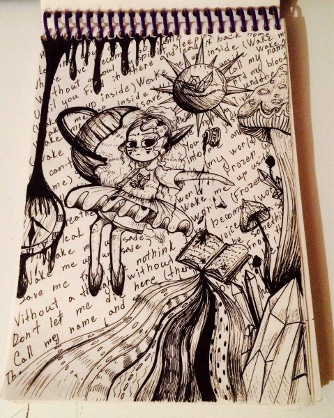 Черной гелевой ручкой