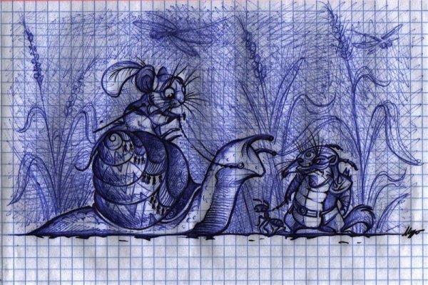 Графика синей ручкой