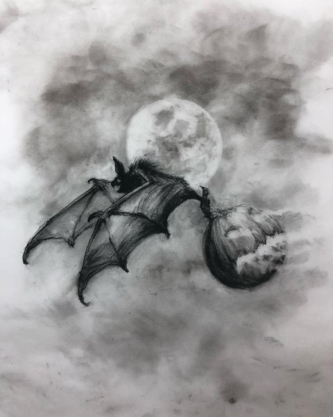 Лунная ночь карандашом