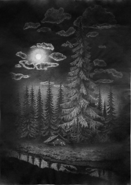 Тату месяц череп