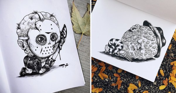 Страшные рисунки легкие